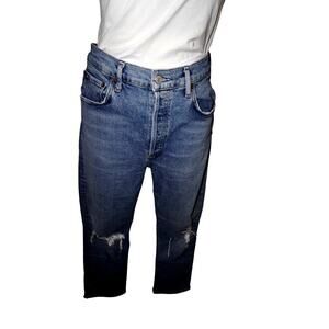AGOLDE Riley High Rise Distressed Jeans Women’s Size 29 Blue Button Fly